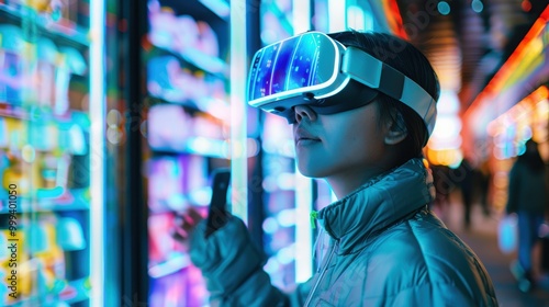 Futuristic Shopping Experience with Augmented Reality Glasses for Virtual Black Friday Deals