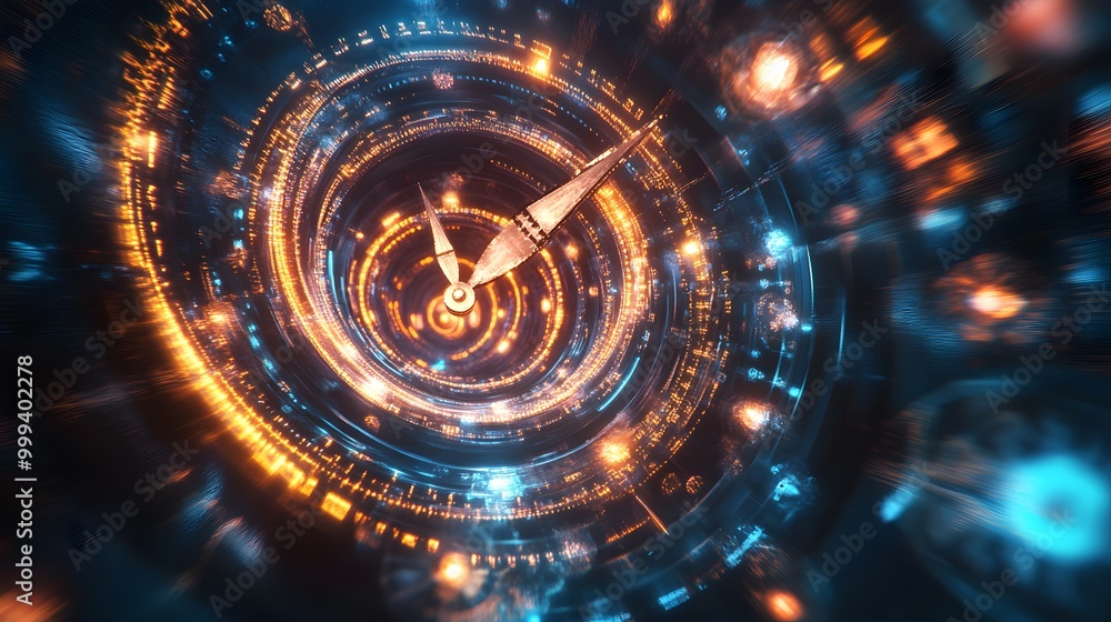 Abstract swirl of blue and purple light forms a fractal pattern, creating a digital space with glowing circles and swirling spiral designs Abstract swirl of blue and purple light forms a fractal pattern, creating a digital space with glowing circles and swirling spiral designs