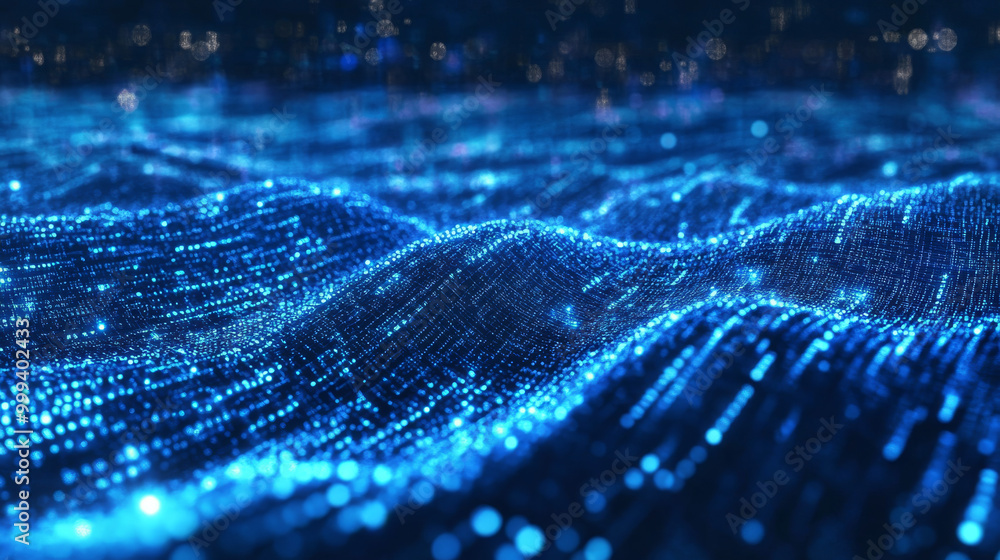 Blue flow of data represented as strings of numbers. Visualization of information code representation.
Blue flow of data represented as strings of numbers. Visualization of information code representation.