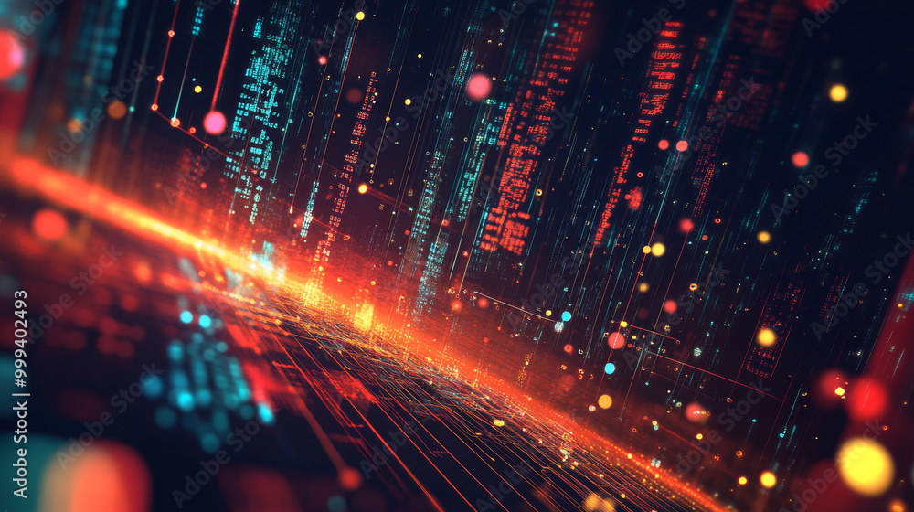 Fototapeta premium Abstract infographic visualization representing big data code. Features a futuristic network and business analytics. A graphic concept tailored for your design needs.