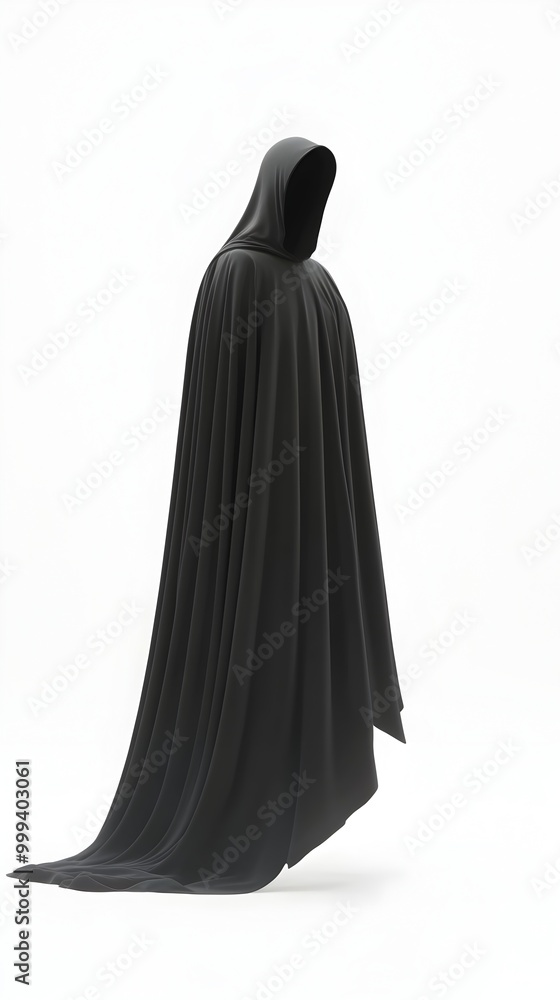 Naklejka premium Floating Vampire Cape with Glowing Edges on Isolated White Background