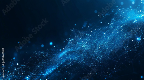 Abstract 3D illustration featuring a graph with chaotic noise, dotted grid, and light effects. Represents big data and a technology polygonal concept set in a dark virtual space. Perfect for a banner 