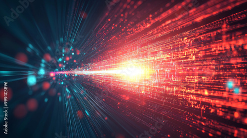 Abstract background featuring a wavy grid color graph with a defocused effect on a dark backdrop. Represents big data and technology wireframe interlacement in virtual space. Ideal for a banner focuse