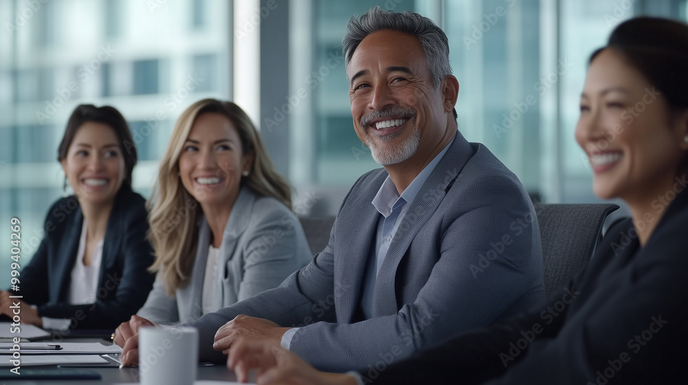 Business Professionals in a Corporate Meeting, Smiling and Engaged Business Professionals in a Corporate Meeting, Smiling and Engaged