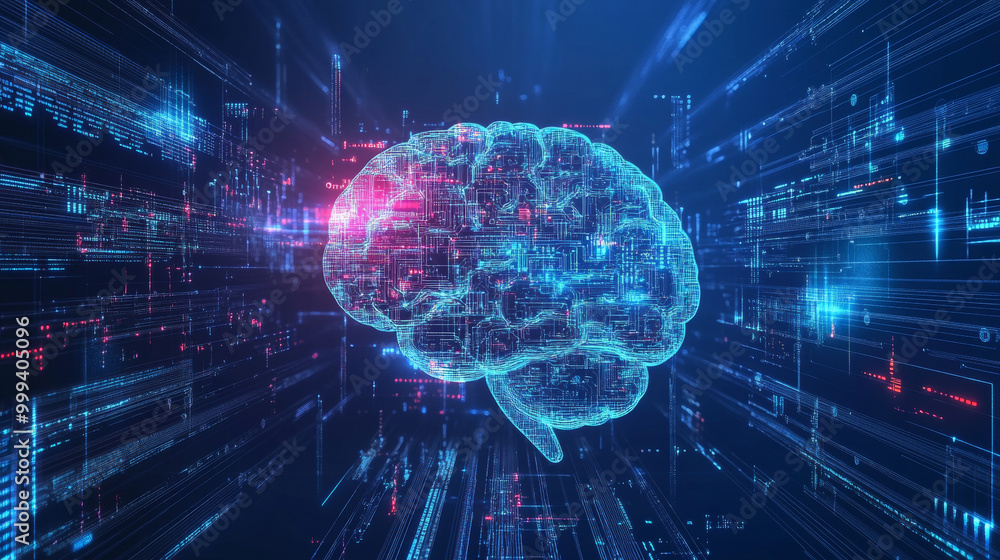 Create a background that embodies the concept of data innovation and global business solutions through artificial intelligence. Create a background that embodies the concept of data innovation and global business solutions through artificial intelligence.