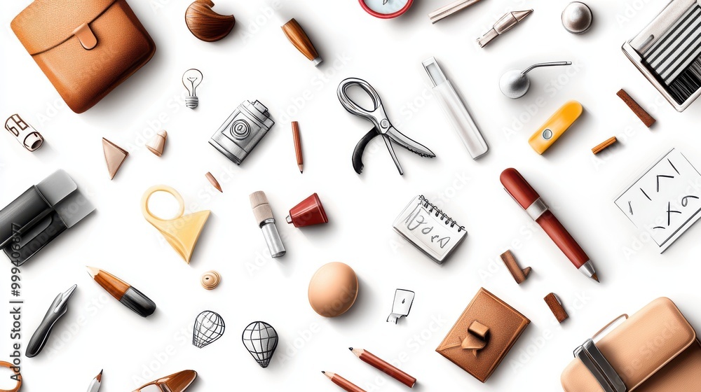 A white background with hand-drawn sketch elements and artistic icons, giving an organic feel. A white background with hand-drawn sketch elements and artistic icons, giving an organic feel.
