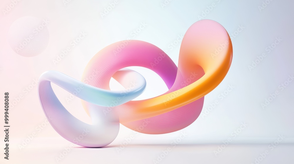 Bright 3D fluid shapes spiraling against a clean white background. Bright 3D fluid shapes spiraling against a clean white background.