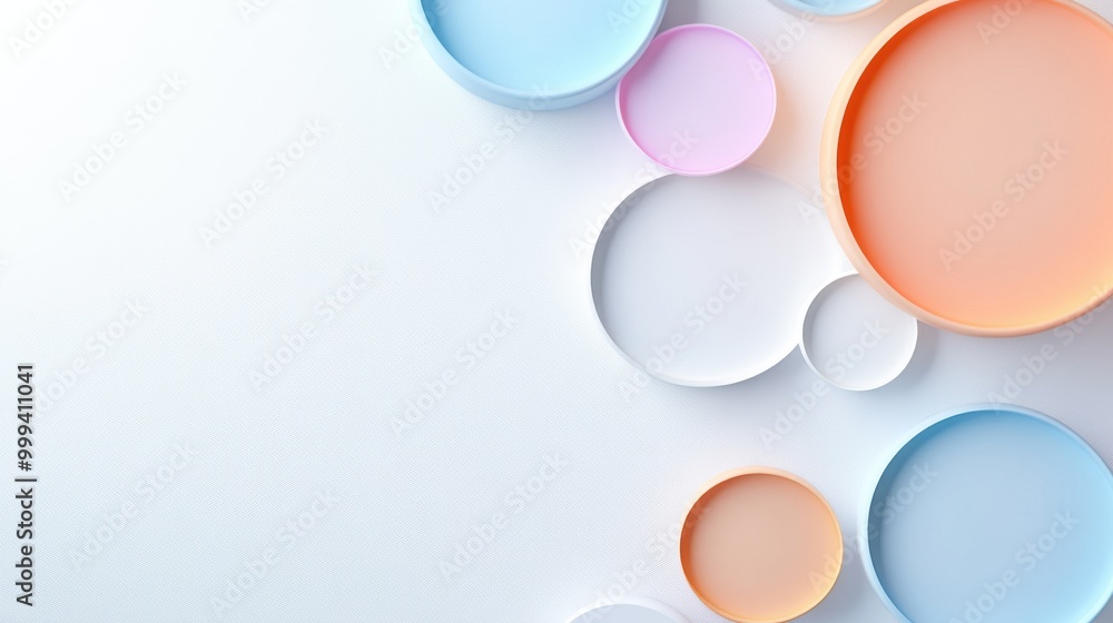Light pastel-colored circles overlapping on a solid white background with smooth transitions. Light pastel-colored circles overlapping on a solid white background with smooth transitions.