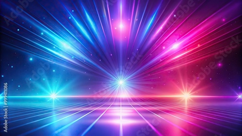 Abstract background with a reflected defocused neon gradient glow and fluorescent flare photo