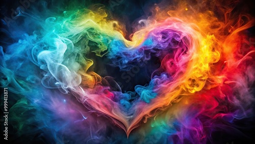 Abstract background with heart shape made of colorful smoke