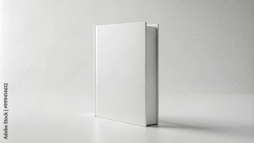 Minimalist White Book Standing on Plain Background Minimalist White Book Standing on Plain Background