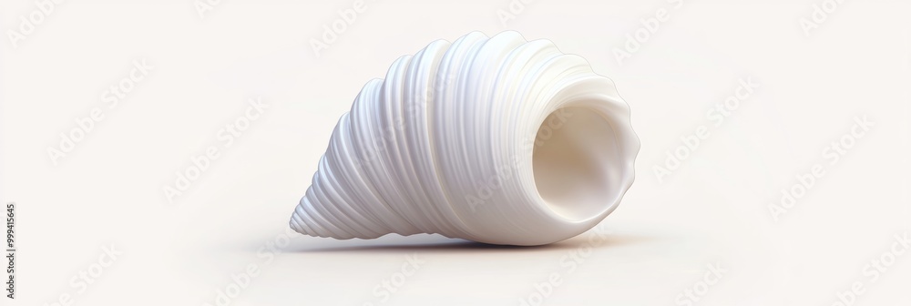 A minimalistic 3D icon of a seashell, featuring smooth curves and a glossy finish, isolated against a white background, emphasizing its natural beauty A minimalistic 3D icon of a seashell, featuring smooth curves and a glossy finish, isolated against a white background, emphasizing its natural beauty