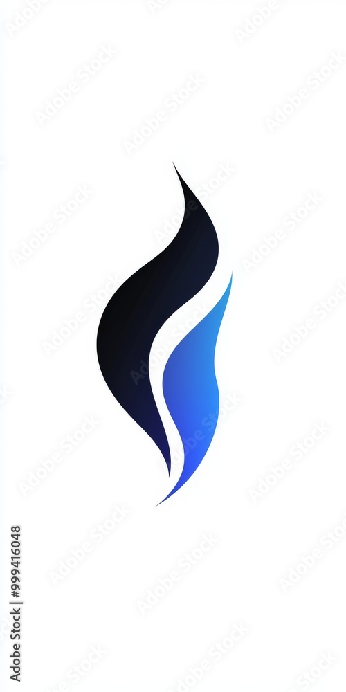 minimalist flat design of a blue and black flame on white background minimalist flat design of a blue and black flame on white background