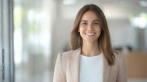 Candidate walking confidently into an office for a job interview, smiling and ready for new career opportunities job interview, career potential