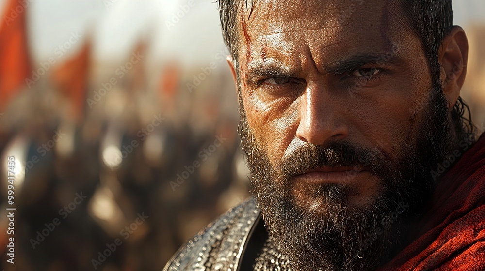 Close Up Portrait of a Warrior with a Determined Expression Close Up Portrait of a Warrior with a Determined Expression
