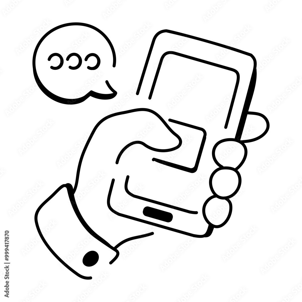 Mobile chat hand drawn style icon 

