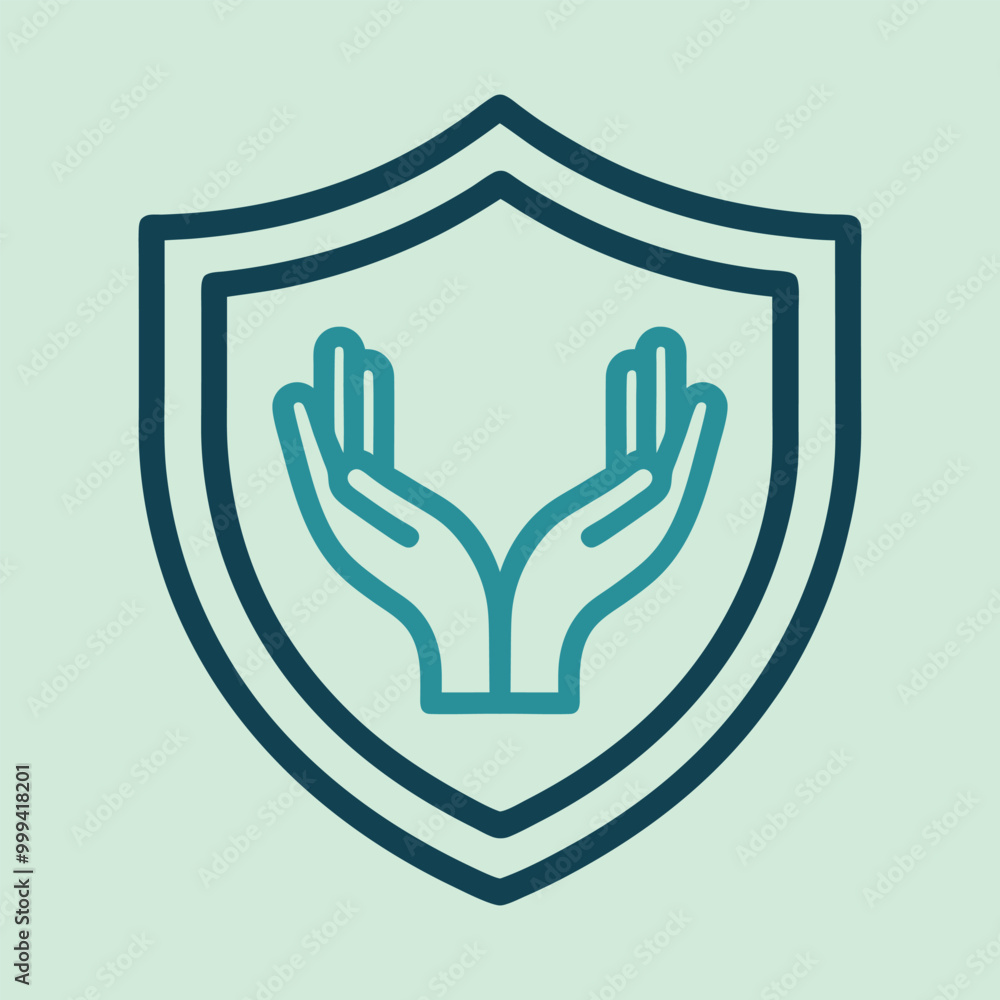 Obraz premium Hand inside shield vector illustration