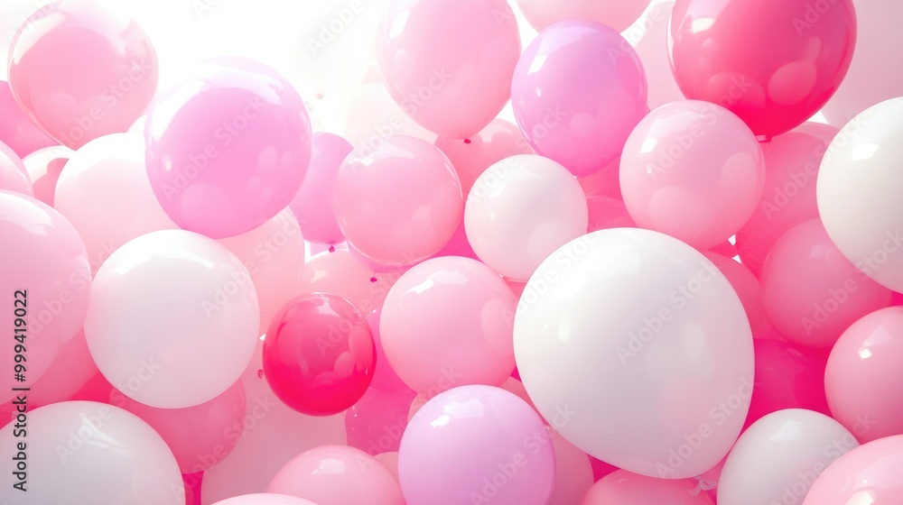 custom made wallpaper toronto digitalA room full of balloons in various shades of pink and white, perfect for a baby shower or gender reveal celebration.