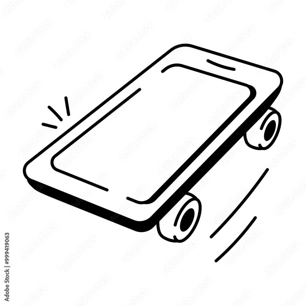 Doodle style icon of mobile with wheels
Doodle style icon of mobile with wheels