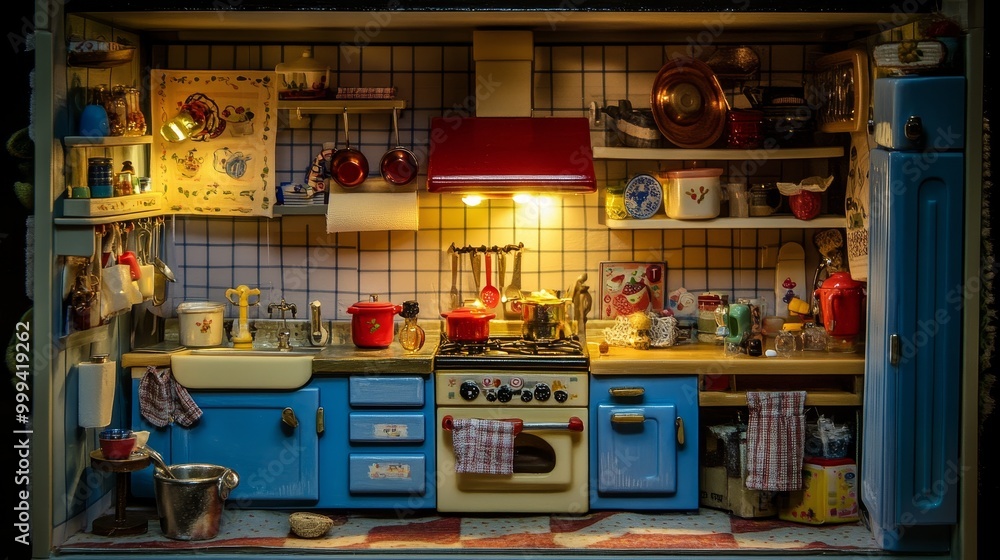Playful Dolls in a Cozy Toy Kitchen: Imaginative and Creative Playtime with Warm Indoor Lighting Playful Dolls in a Cozy Toy Kitchen: Imaginative and Creative Playtime with Warm Indoor Lighting