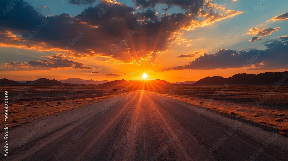 Motivational quote with a sunset over a desert landscape, casting long shadows and glowing light. Motivational quote with a sunset over a desert landscape, casting long shadows and glowing light.