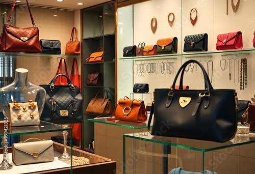 Elegant Handbags Display in Boutique