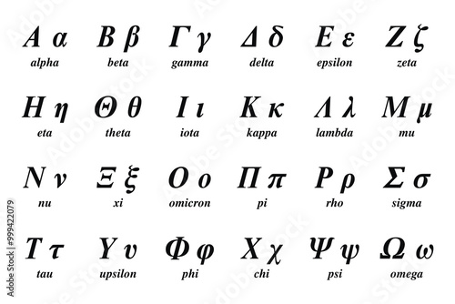 Greek alphabet letters. Education. Science. School. Vector illustration