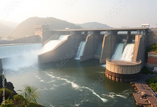 Majestic Waterfall at Hydroelectric Dam photo