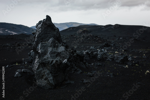 Volcanic rocks near volcano Hekla in Iceland