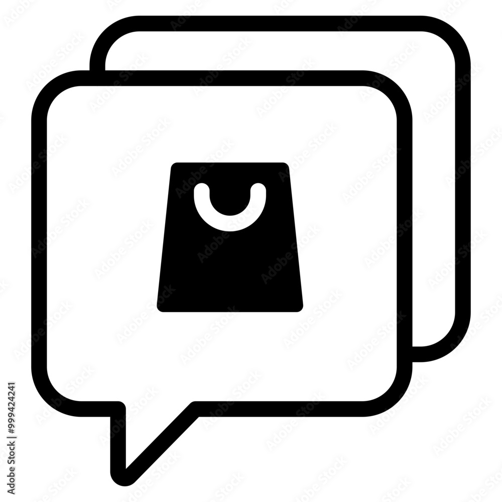 shopping bag that interacts with a chat bubble icon shopping bag that interacts with a chat bubble icon