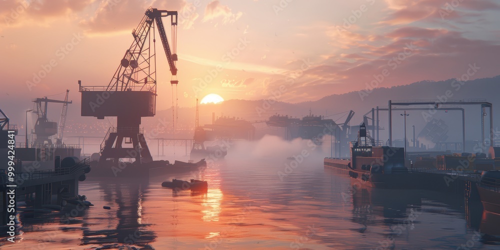 Sunset Over the Industrial Harbor Sunset Over the Industrial Harbor