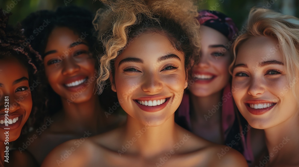 Fototapeta premium Group of smiling women together outdoors