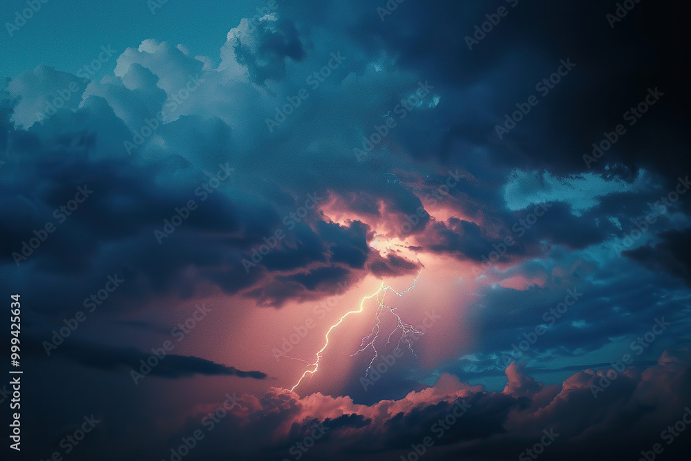 Generative ai on theme of scary bright electric lightning bolt with branches in the night dark sky Generative ai on theme of scary bright electric lightning bolt with branches in the night dark sky