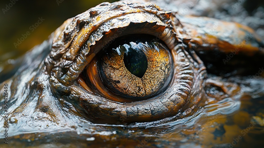 Close-Up of a Crocodile's Eye: A Look into the Depths of Nature Close-Up of a Crocodile's Eye: A Look into the Depths of Nature