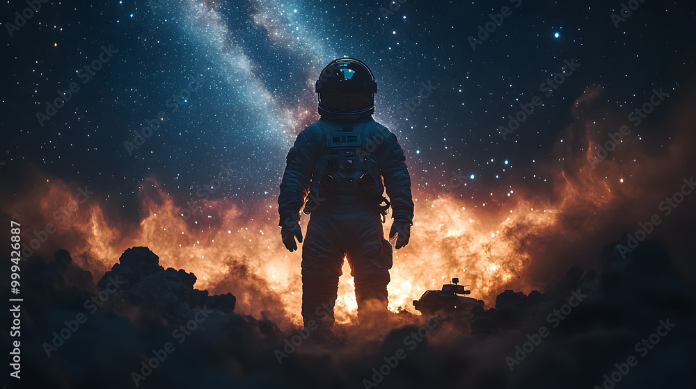 A Cinematic Shot of an Astronaut in Space Surrounded by Stars
A Cinematic Shot of an Astronaut in Space Surrounded by Stars