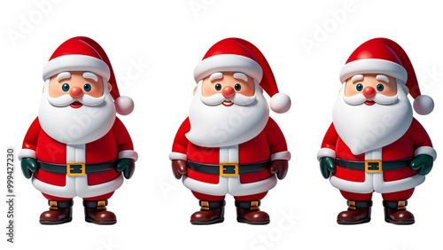 Set Of 3d Christmas character American santa claus isolated on white background....