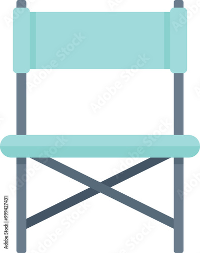 Folding camping chair with metal legs and textile seat and backrest standing on white background