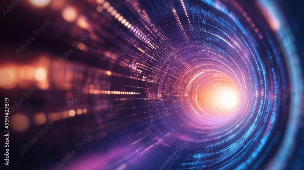Dynamic light trails converge into a vibrant tunnel, illustrating concepts of speed, motion, and technology in a visually striking way. Dynamic light trails converge into a vibrant tunnel, illustrating concepts of speed, motion, and technology in a visually striking way.