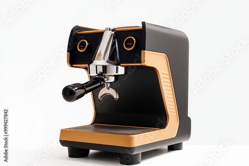 Minimalist espresso machine outline, with bold, sleek lines capturing the shape of a professional machine, ideal for a modern coffee-focused design