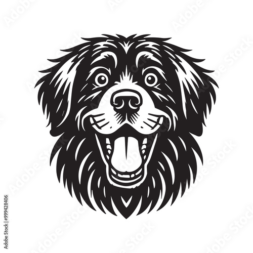 Wallpaper Mural Leonberger Dog Face Clipart - Dog Face Logo - Dog Vector illustration in black and white
 Torontodigital.ca