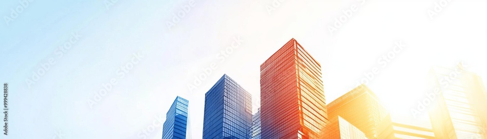 American business skyscraper on a white background flat design side view corporate architecture water color Triadic Color Scheme American business skyscraper on a white background flat design side view corporate architecture water color Triadic Color Scheme