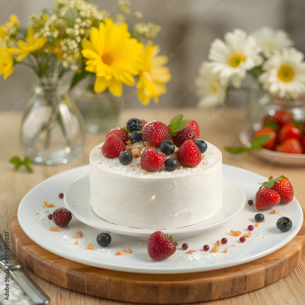 cheesecake with berries and mint cheesecake with berries and mint