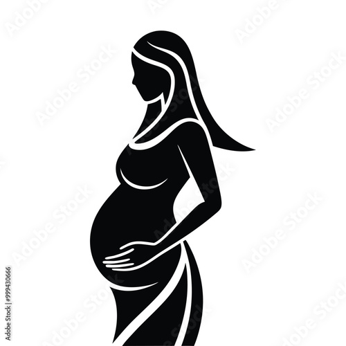 silhouette of a beautiful pregnant woman. pregnant logo icon