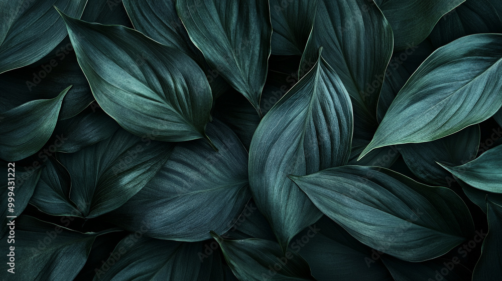 Lush green leaves layered intricately, creating a rich texture in natural light setting Lush green leaves layered intricately, creating a rich texture in natural light setting