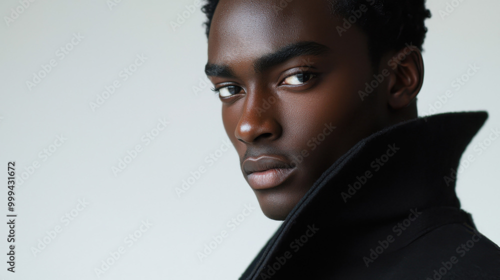 Portrait of a Handsome Black Man in a Black Coat Portrait of a Handsome Black Man in a Black Coat