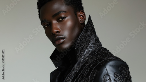 Handsome Black Man in a Black Suit photo