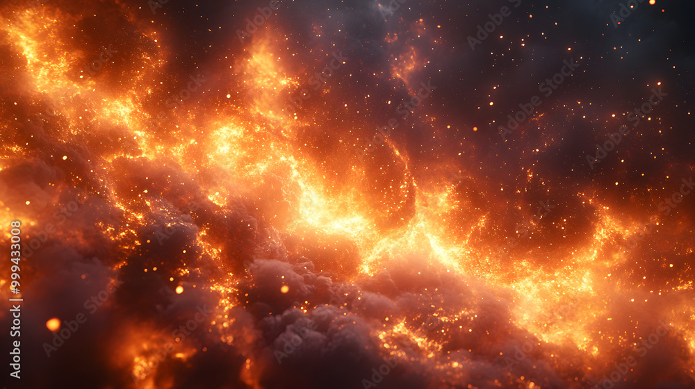 The Background is Full of Flames Creating an Atmospheric Effect
The Background is Full of Flames Creating an Atmospheric Effect