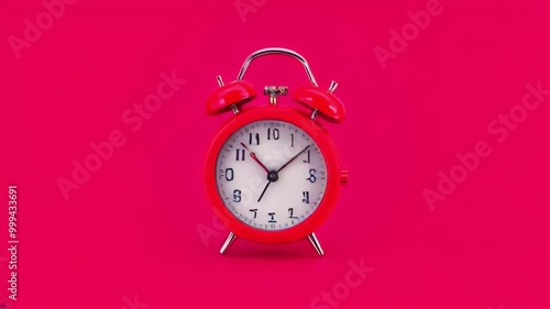 Wallpaper Mural Classic red alarm clock on a pink background. It's a great visual for concepts of time, deadlines, or urgency.. AI Generation Torontodigital.ca