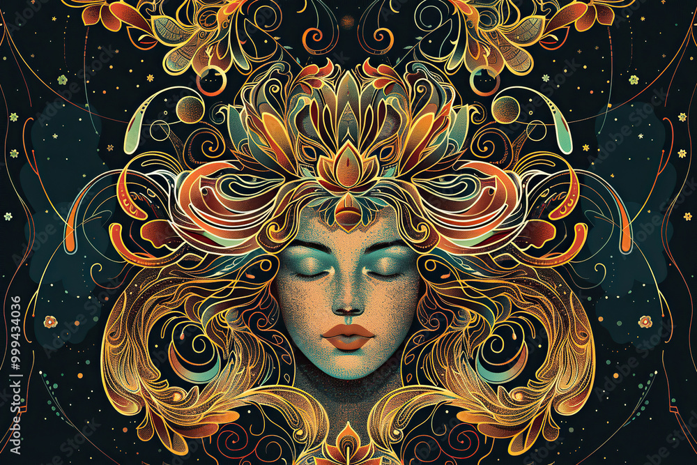 Astrological composition with concept of Virgo zodiac sign symbol Astrological composition with concept of Virgo zodiac sign symbol