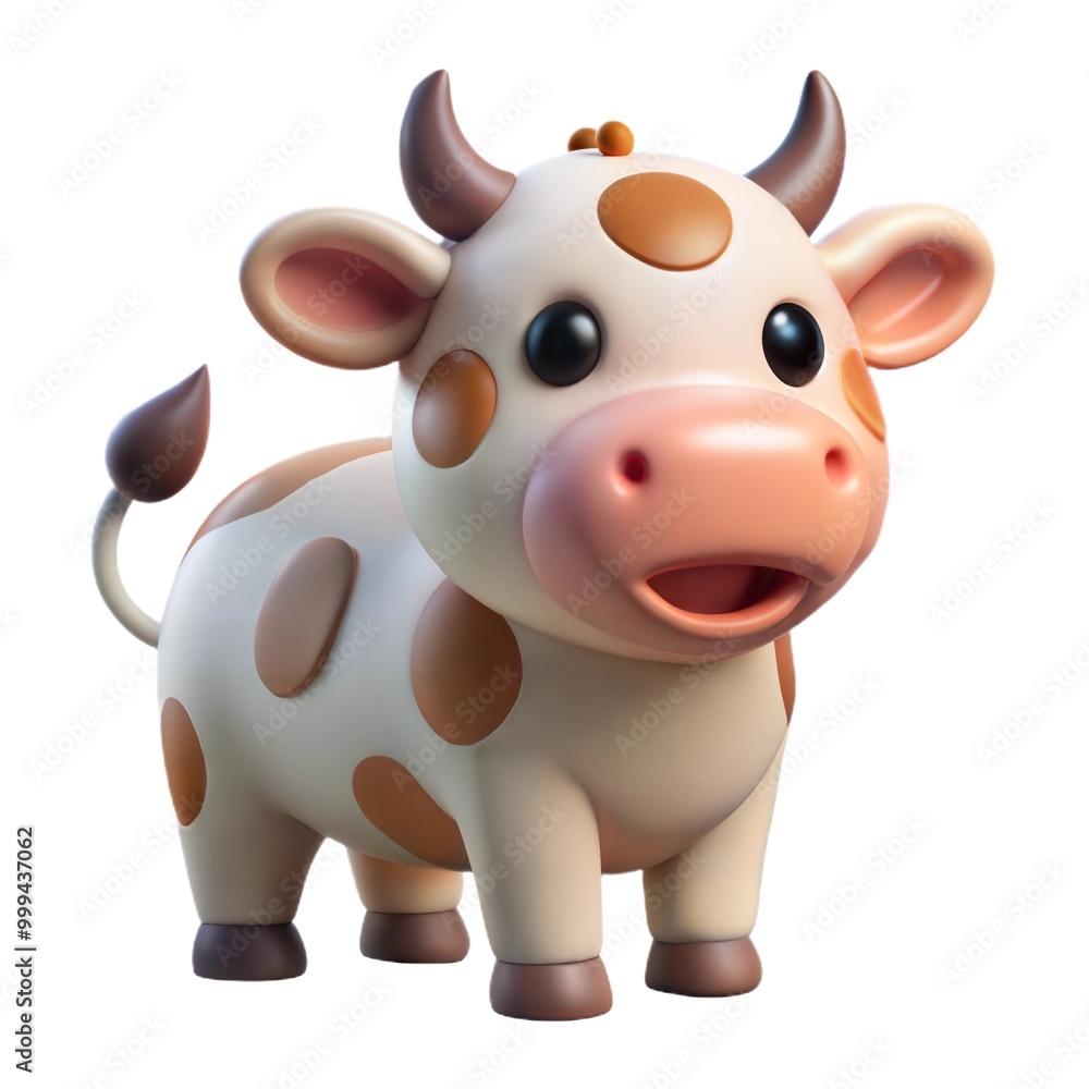 Charming cartoon cow toy character with playful design and bright spotted patterns Charming cartoon cow toy character with playful design and bright spotted patterns